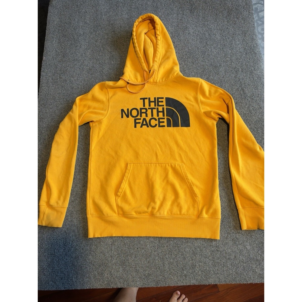 The North Face Men's S Yellow Hoodie Half Dome Logo Gorpcore